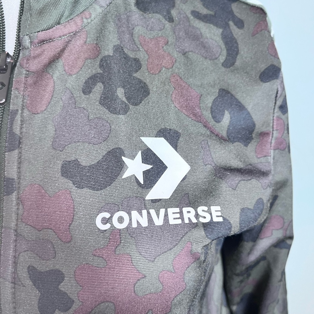 Converse Camo Zip Up Jacket XL Green Military Track Jacket Streetwear - Picture 4 of 10
